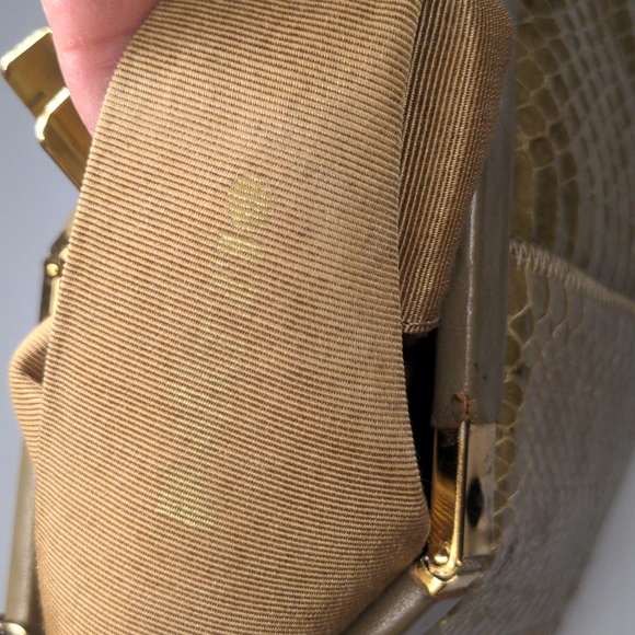 Vintage 60s Palizzio Genuine Snake Skin Purse Tan Crossbody Shoulder Bag - Picture 13 of 17